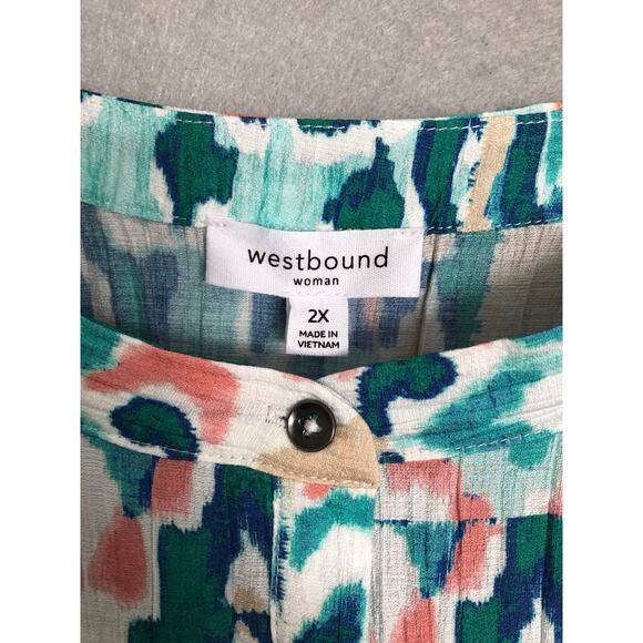 Westbound Woman 2X Cap Sleeve Pop-Over Top NEW - Picture 2 of 7